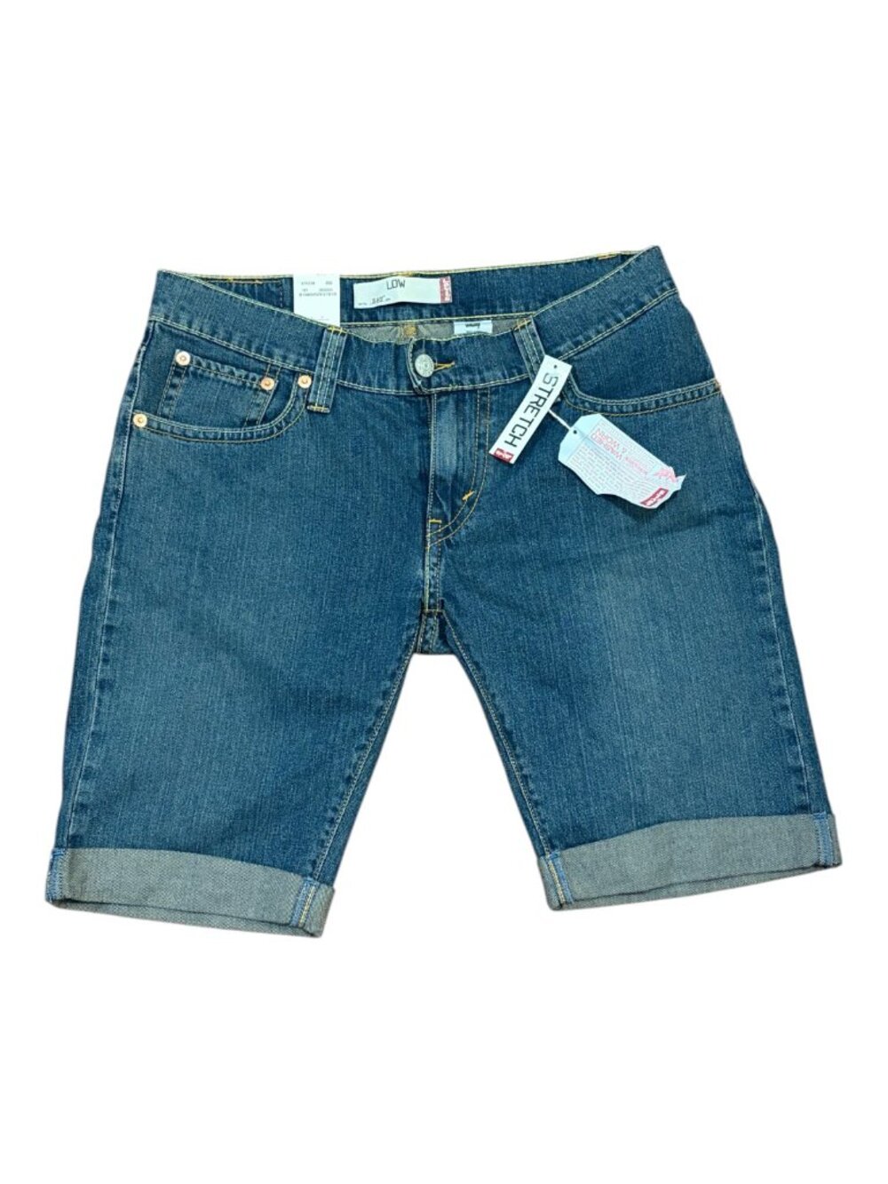 Levi's Stretch Denim Cotton Blend Cuffed Lowrise Shorts Misses Sz 14 NWT